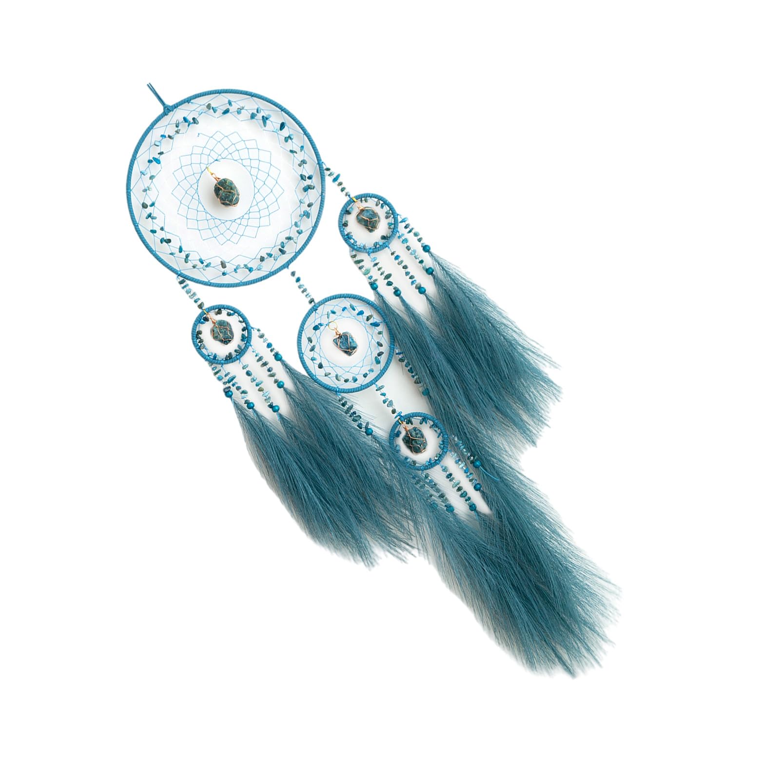 Buxuaaaa Blue Pampas Grass And Crystal Stone Dreamcatchers Wall Hanging For Living Room Or With Easy Installation Pampas Grass Dreamcatchers