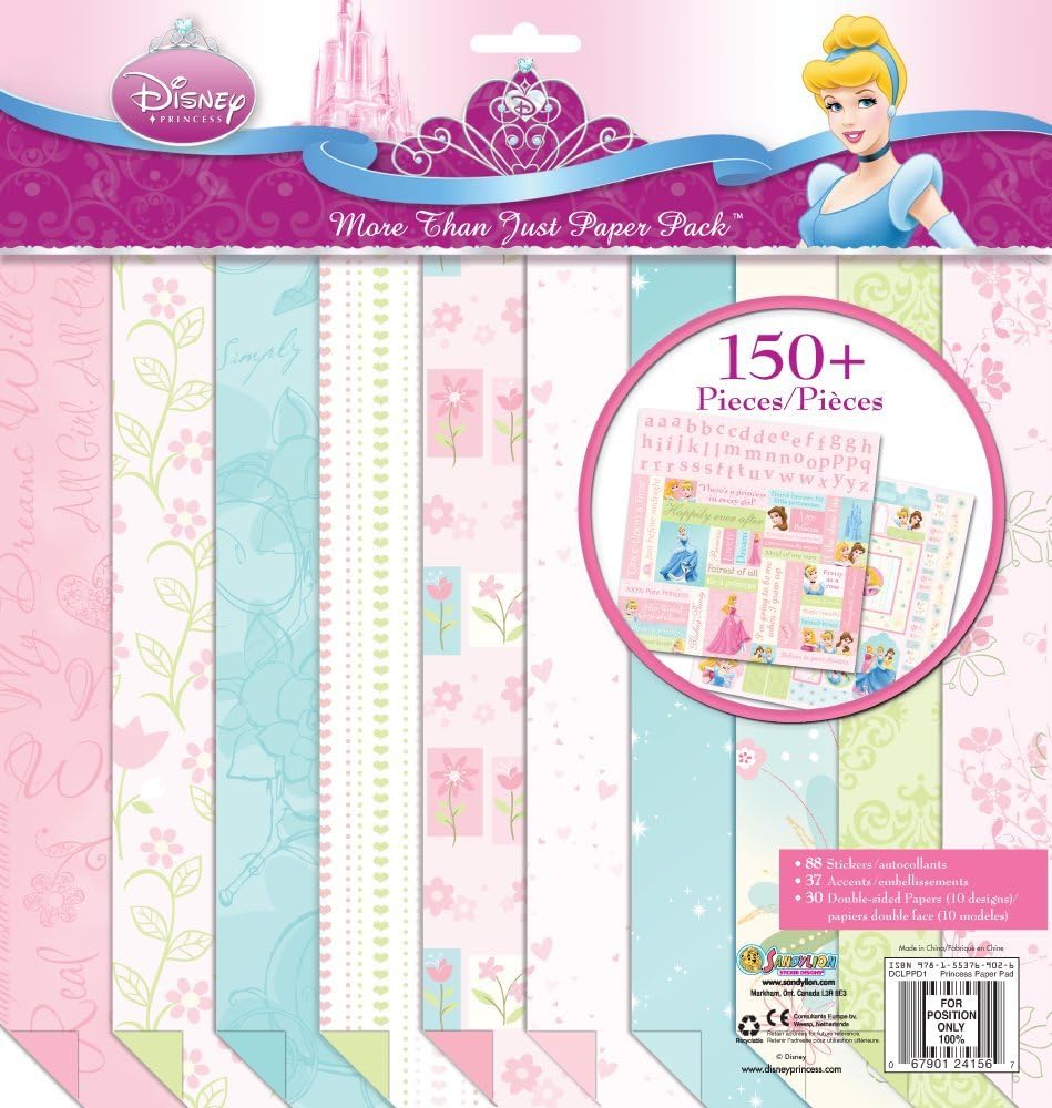 Sandylion DCLPPD1 More Than Just Paper Pack with Stickers and Cardstock Accents, Disney Princess