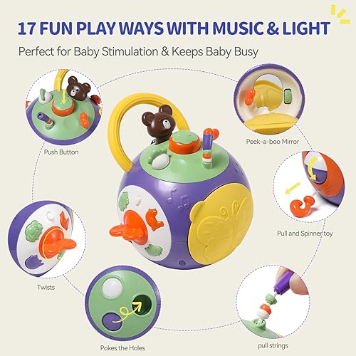 Miniatura 2 de Juguetes para bebés de 6 a 12 meses, cubo de aprendizaje musical, juguetes sensoriales para niños pequeños de 1 a 3, centro de actividades