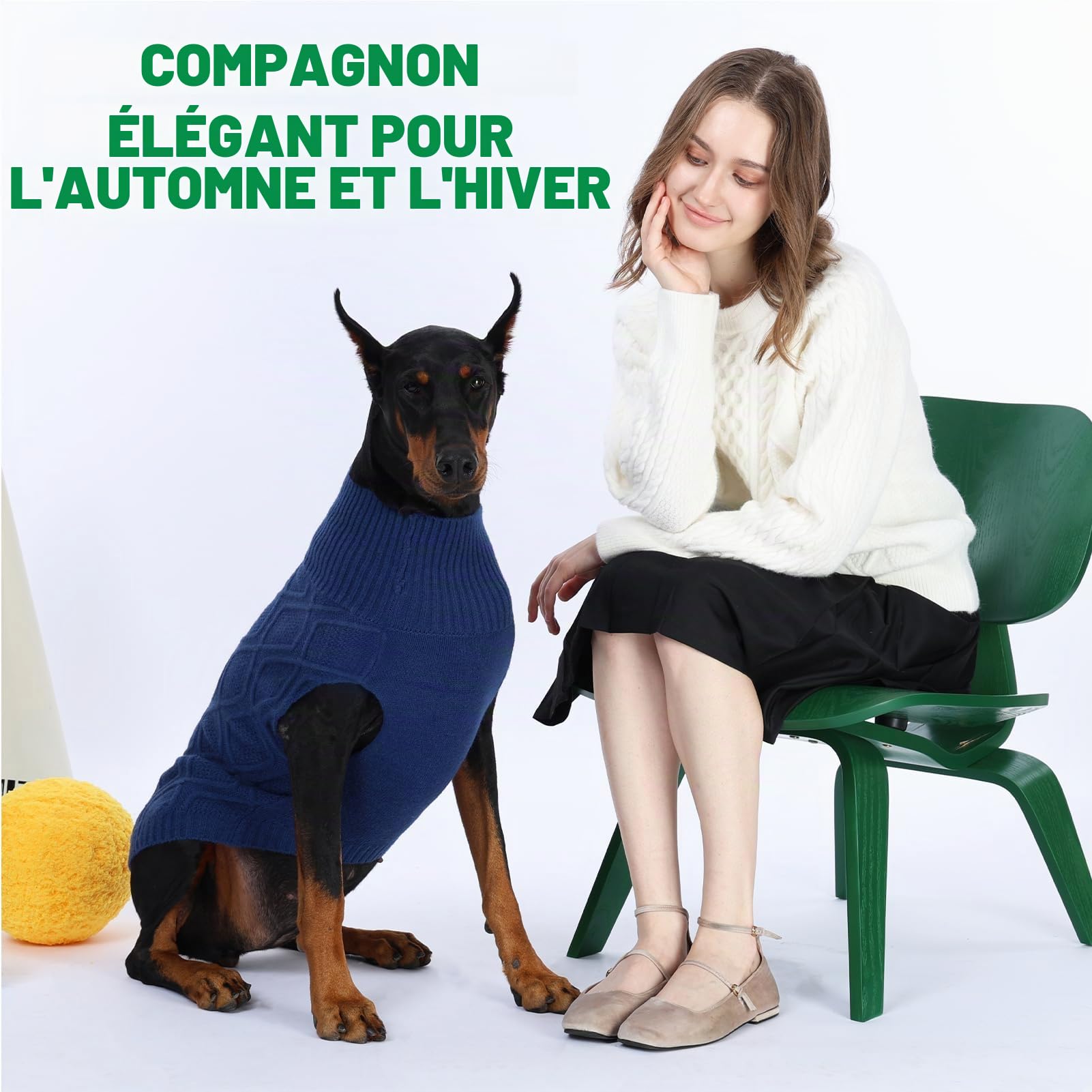 KONVINIT Pull Chien Hiver, Pull Col Haut sans Manche Motif Losanges Pull pour Chien XS à XXL 4 Couleurs Cadeau Animalier