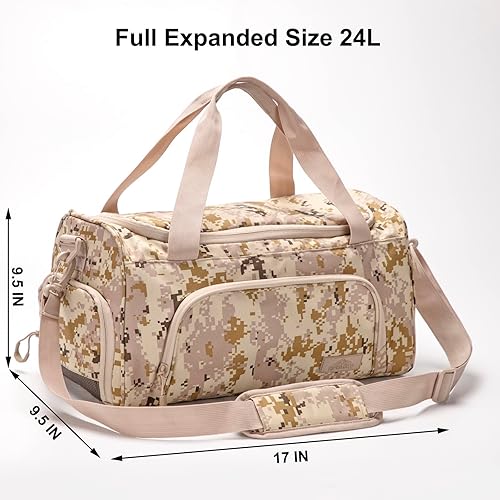 Miniatura 6 de Desert Digi - Bolsa deportiva de camuflaje para gimnasio, senderismo, caza, pesca, camping con compartimento para escojas (25 litros, camuflaje