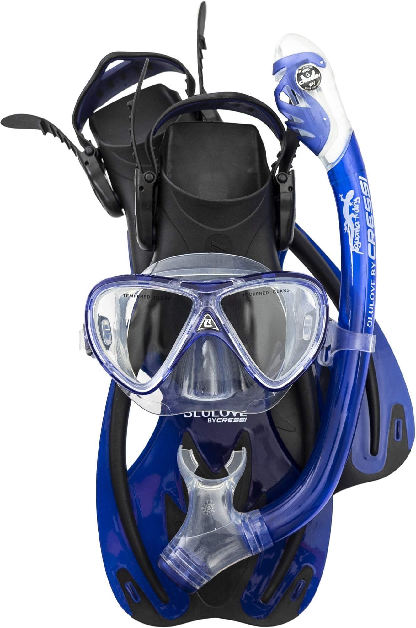 Cressi Unisex Child Rocks Pro Dry Children Mask Fins Snorkel Set (pack of 1)