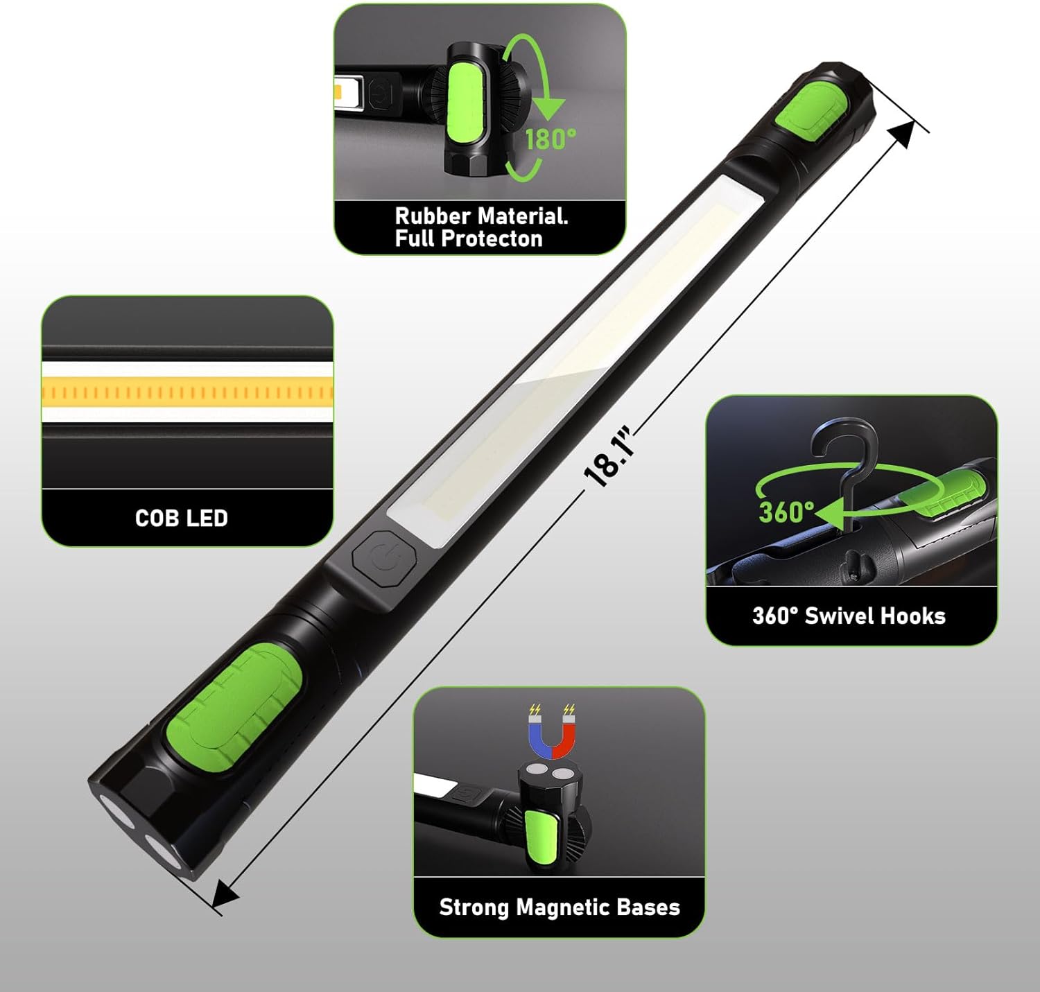 Work Light for Mechanic,3200LM LED Work Lights,5400mAh Rechargeable Magnetic Light bar,Portable Automotive Tools Cordless Underhood Light with Hooks for Car Garage Workshop Emergency,Present for Him - Image 7