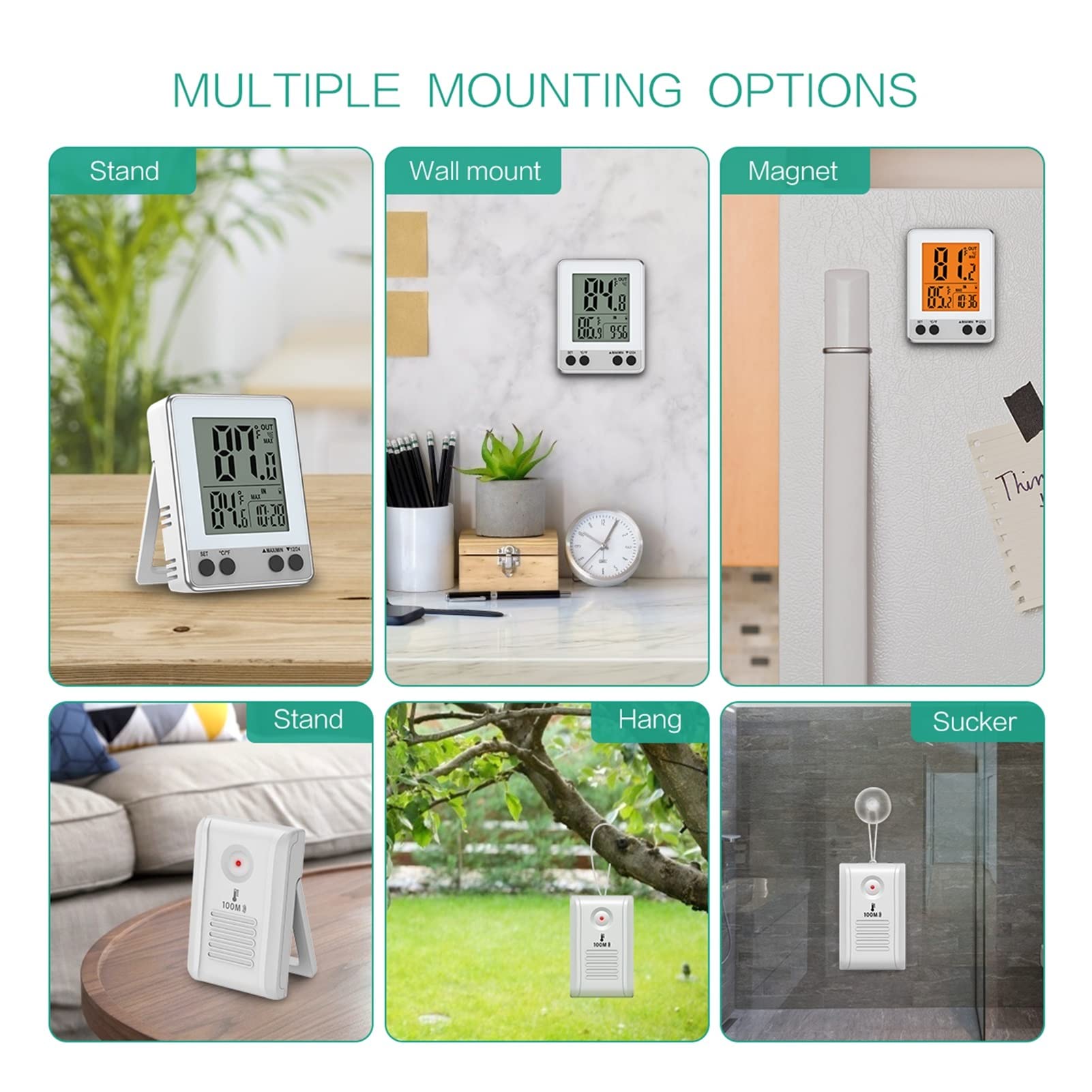 Termómetros para piscinas Termómetro digital al aire libre Sensor inalámbrico Monitor de temperatura interior Lcd Relojes de mesa de escritorio para piscinas interiores y exteriores, spas y jacuzzis