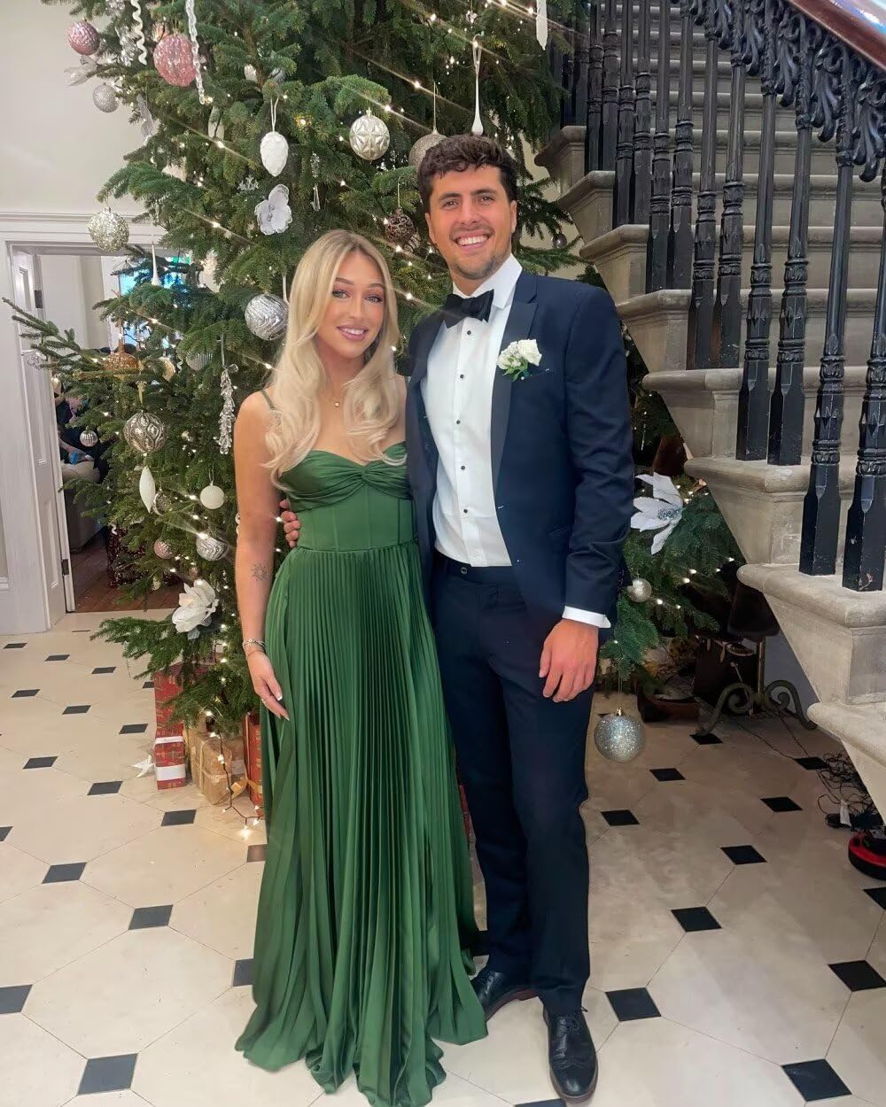 Formal Winter Wedding Guest Dress Satin A Line Long Pleated Bridesmaid Dresses for Women Evening Gown with Slit - Image 6