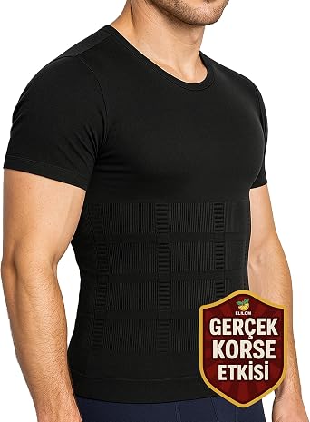 Men's Short Sleeve Corset Athlete Chest Gynecomastia and Belly Abdominal Recovery Fit Appearance - Elilom