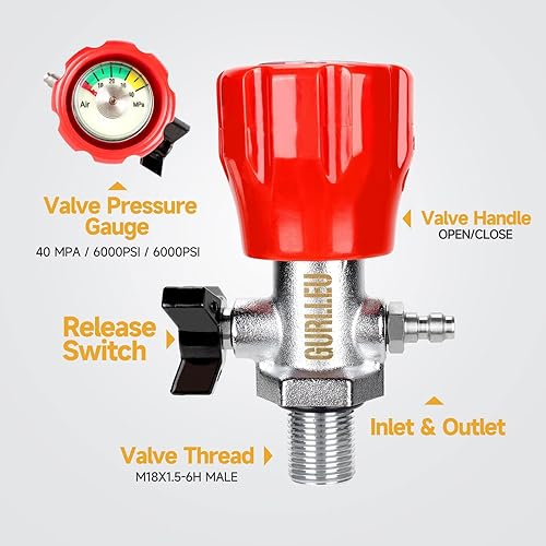 Miniatura 5 de Gurlleu Tanque de fibra de carbono de 30 pies cúbicos 4500 PSI estación de llenado y sistema de carga para PCP Paintball HPA pistolas de aire Scuba