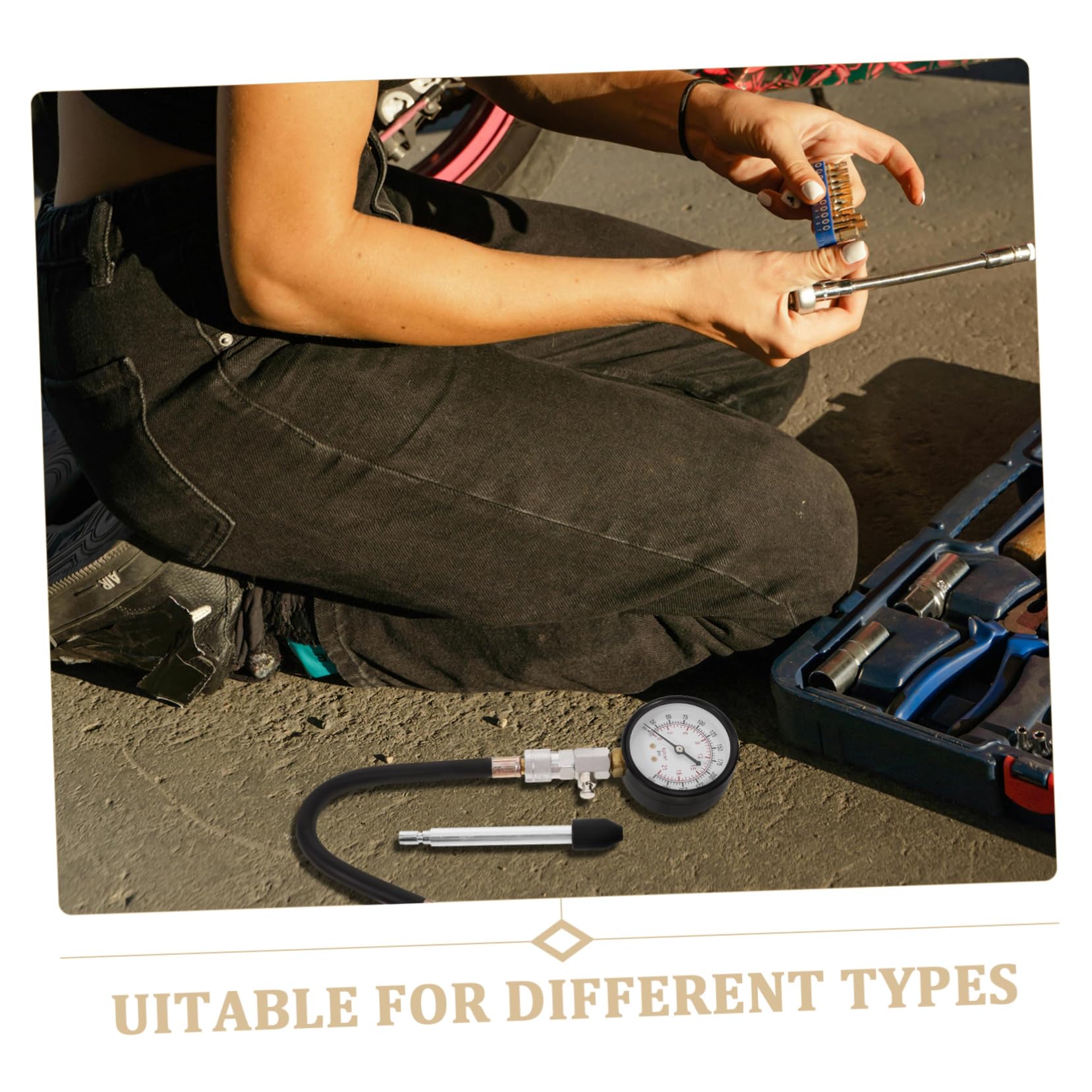 HAPINARY Small Engine Compression Tester Kit Pressure Gauge for Car Automotive Use