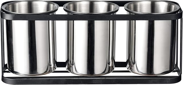 IMEEA Flatware Organizer Cutlery Holder Utensil Caddy SUS304 Stainless Steel Utensil Crock for Kitchen Countertop