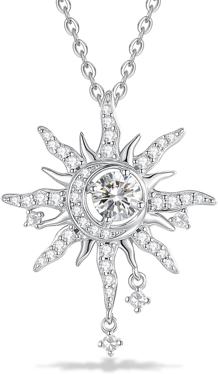 FANCIME Soluna Nexus Necklace for Women Sterling Silver Moon Jewelry Sun Pendant Fine Jewelry Gemstone Birthday Mothers Day Gifts for Wife