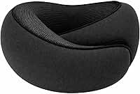 Travesseiro de Viagem 360° Ergonômico Espuma Memória Suporte Pescoço Ajustável Portátil Compacto com Bolsa Transporte Ideal Avião Carro Ônibus Conforto Prolongado (Cinza Escuro)