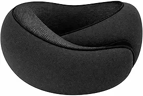 Travesseiro de Viagem 360° Ergonômico Espuma Memória Suporte Pescoço Ajustável Portátil Compacto com Bolsa Transporte Ideal Avião Carro Ônibus Conforto Prolongado (Cinza Escuro)