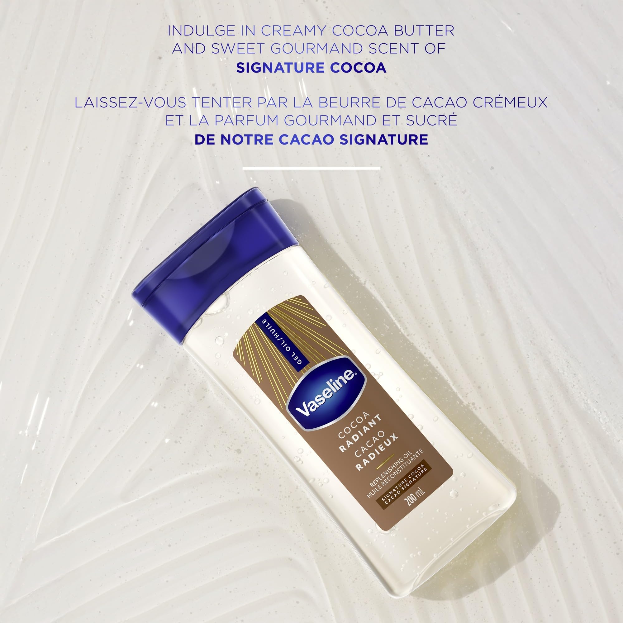 Vaseline Intensive Care Cocoa Radiant Body Gel Oil for Glowing Skin Made with 100% Pure Cocoa Butter + Replenishing Oils, 200 ML - 5