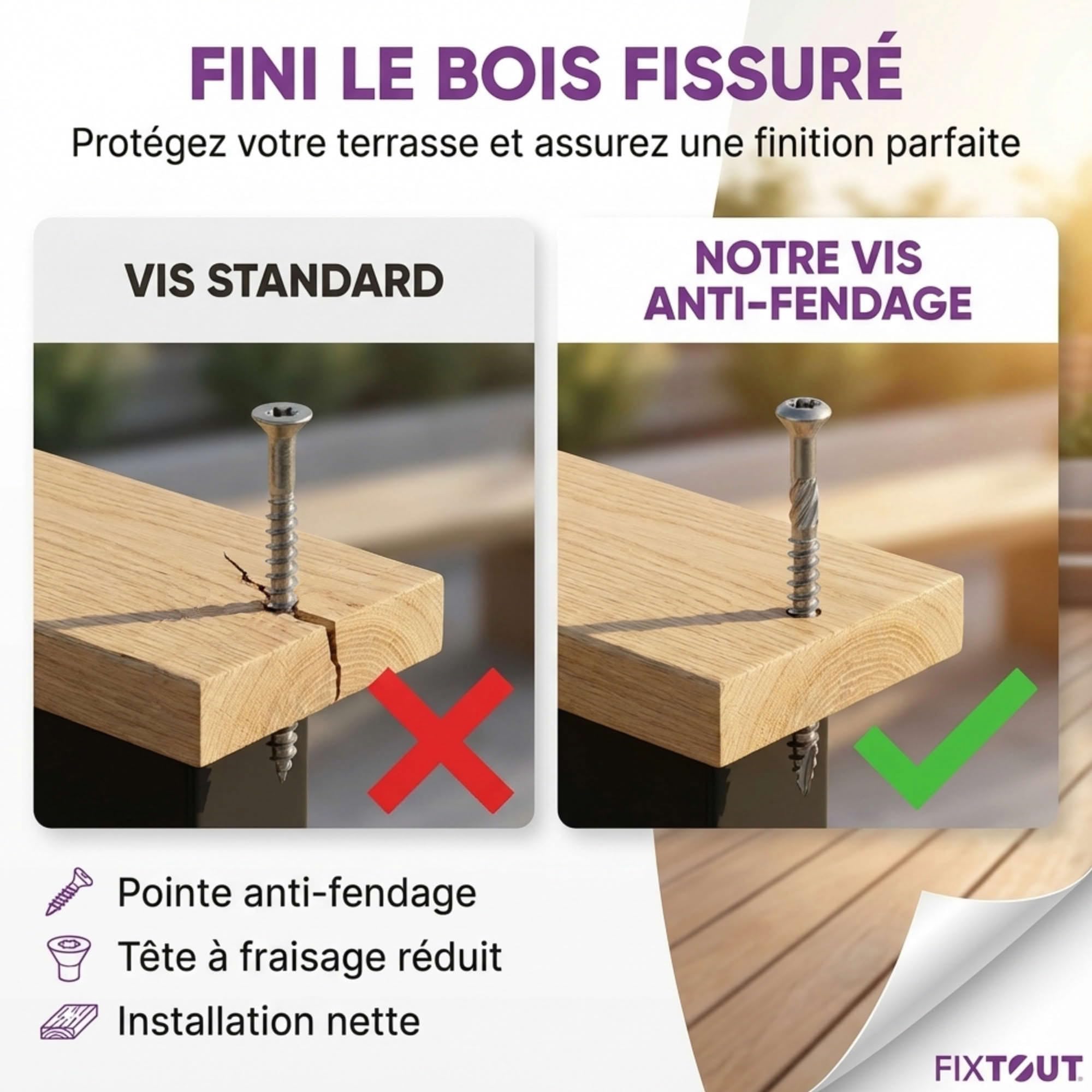 Lot de 1000 vis terrasse INOX A2 - tête fraisée reduite TORX 25 - Diamètre 5mm - Diamètre 5 mm