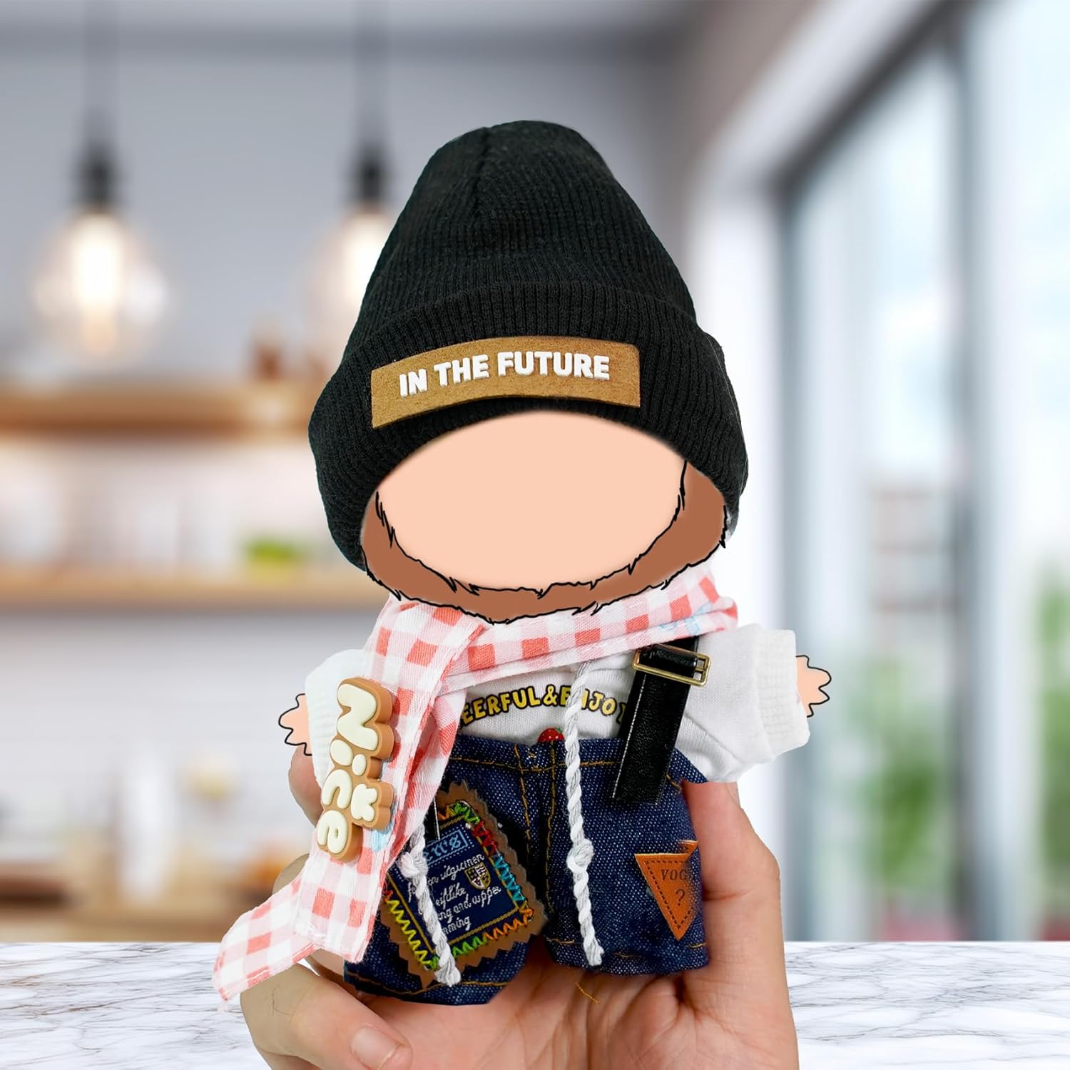 4 Piece 17cm Cool Labu-Clothes-bu and Accessories Set Stylish Hat Top Pants Outfit Edgy Doll Fashion Sets