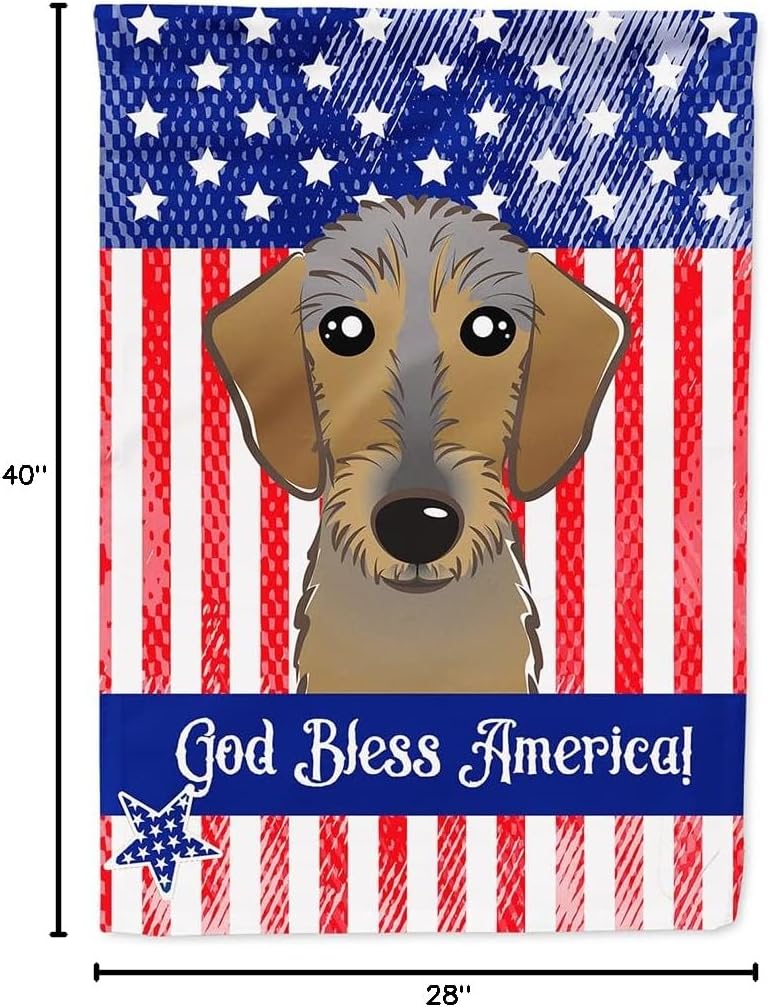 Caroline's Treasures BB2164CHF American Flag and Chocolate Labrador House Flag Large Porch Sleeve Pole Decorative Outside Yard Banner Artwork Wall Hanging, Polyester, House Size, Multicolor
