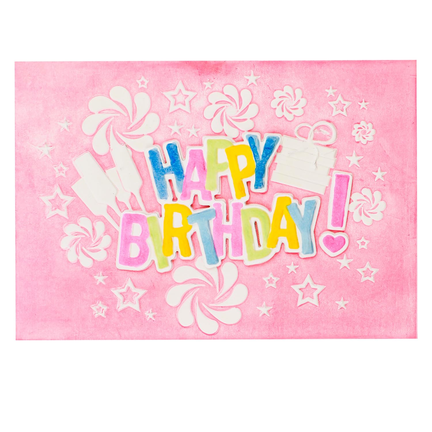 OTCRAFT 3D Embossing Folder for Card Making,Happy Birthday Plastic Texture Fades Embossing Folder Template for Scrapbooking Cardstock Album DIY Decoration Paper Crafting 6.3x4.5inch