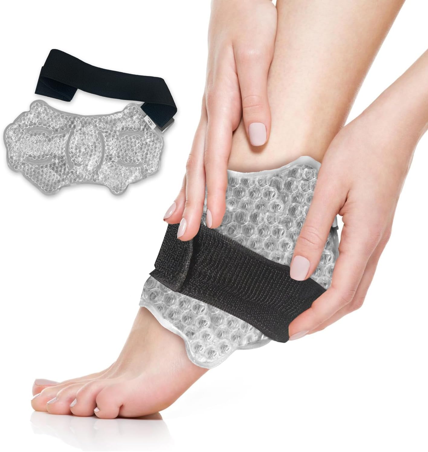 Ankle/Sport Foot Ice Therapy Wrap,Hot Cold Ice Gel Pack with Adjustable Brace for Sprained Ankles, Plantar Fasciitis, Achilles,tendonitis, and Swelling (ATP028#9 Grey)