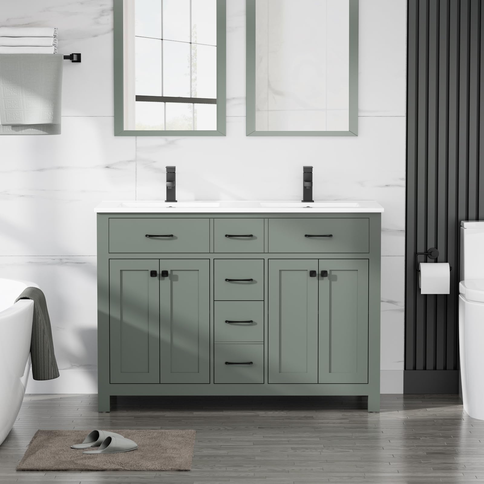 LUCKWIND 48 inch Modern Bathroom Vanity Green