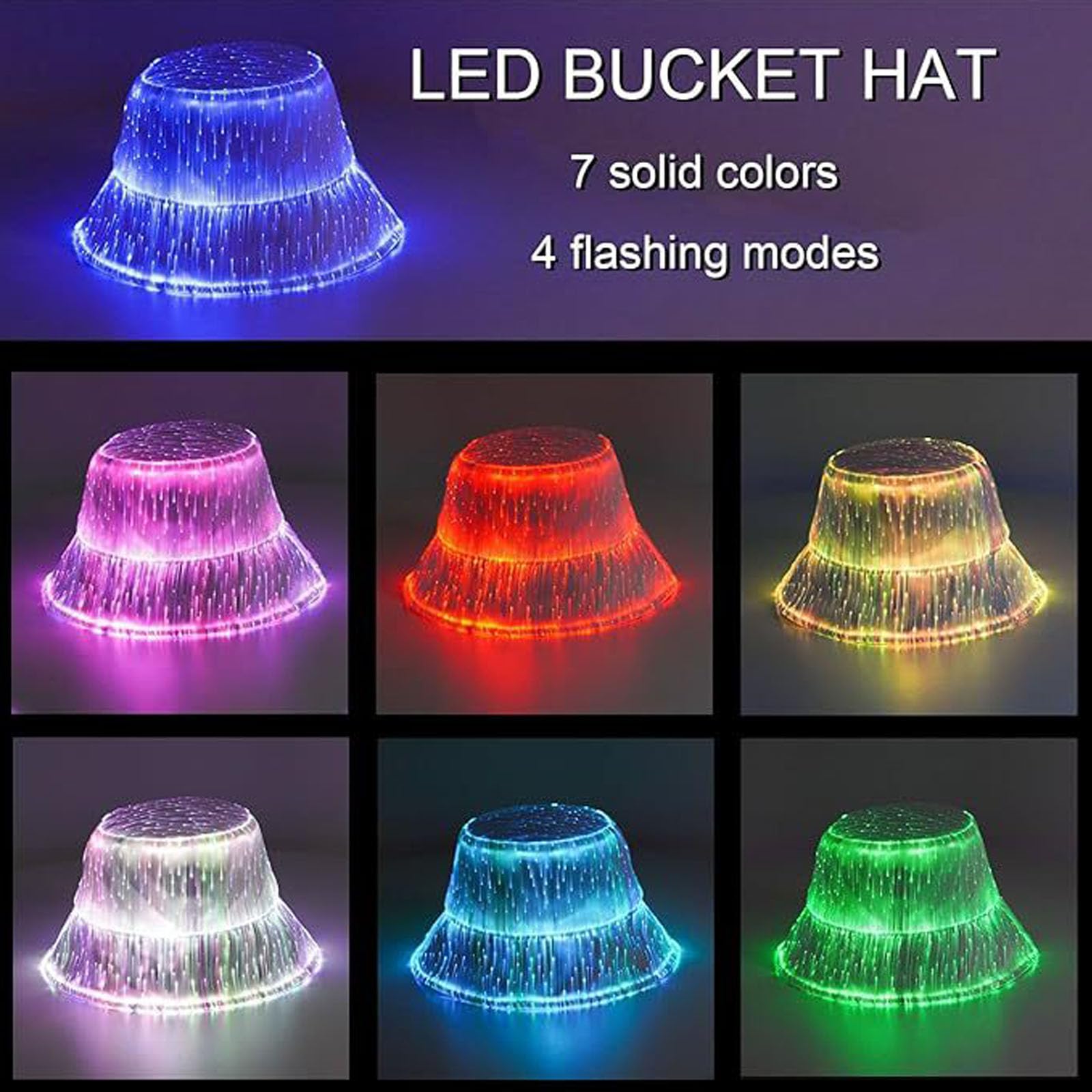 Cappello da pescatore illuminato a LED 56 58 cm Dimensioni della testa 2 ore di ricarica 5 Time Runtime Attrezzature per feste Regalo Cappello LED per incidenti