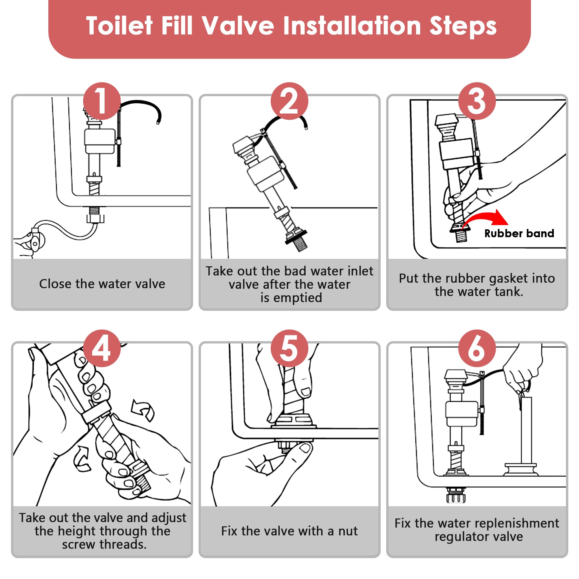 Saillong Toilet Float Replacement Kit, Universal Toilet