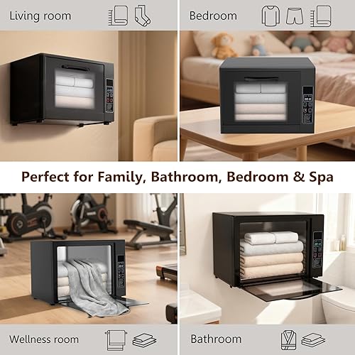 Miniatura 7 de YOTAN Calentador de toallas montado en la pared, calentador de toallas seco grande de 25 litros con termostato (158.0 F-179.6 F) y temporizador de