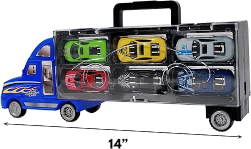 Miniatura 3 de 7pc Go Truckin Semi Truck Toy Diecast Race Car Carrier Set