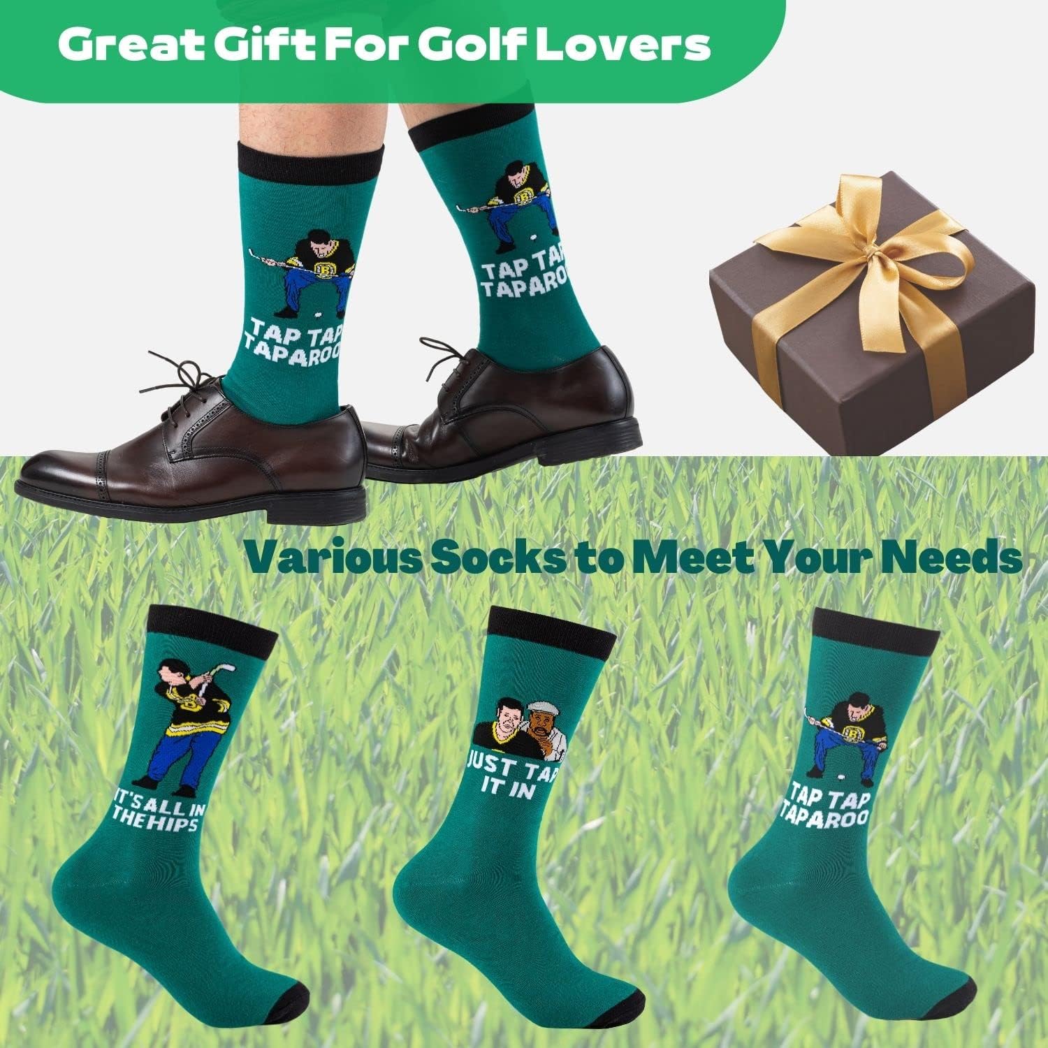 Funny Golf Socks Crazy Socks Golf Dress Socks Casual Cotton Crew Socks, Novelty Gifts For Men, Women and Teens