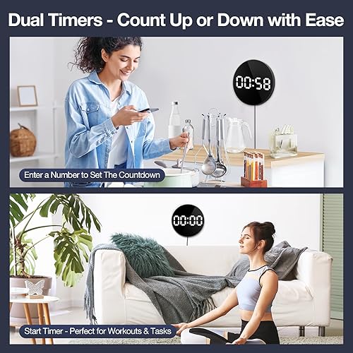 Miniatura 5 de Reloj de pared digital de 10 pulgadas con pantalla grande, reloj LED para pared con control de extracción, relojes eléctricos para aula, dormitorio,