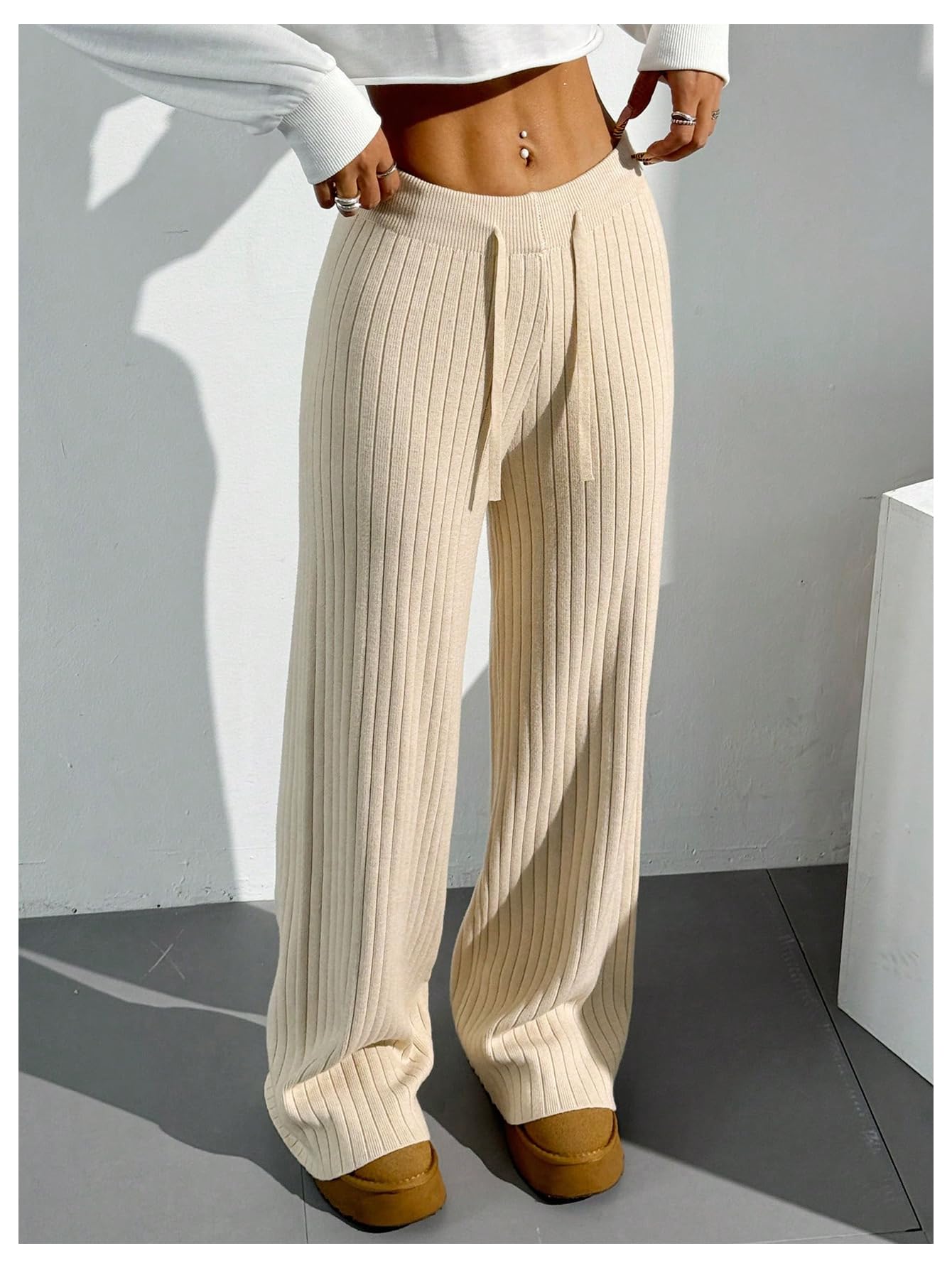Verdusa Women's Straight Leg Baggy Sweatpants Comfy Lounge Pants Wide Leg Yoga Workout Knit Trousers Fall Outfits 2025