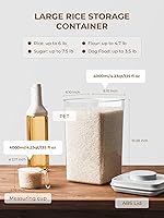 Vista 4 de Grandes contenedores de almacenamiento de alimentos herméticos con taza medidora, 4L con tapa emergente hermética para arroz, 6.06 lbs (2.75 kg)