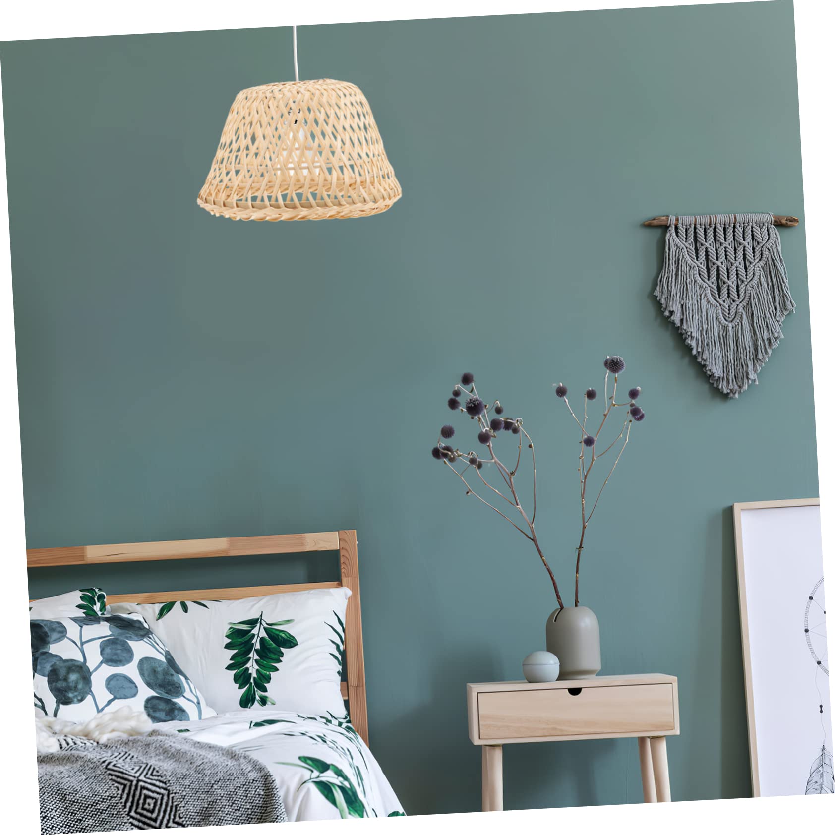FANSU Paralume E27 Vintage Paralume in Bambù Modello Lampadario Copertura Lampada Accessori Luce Sostituibile Lampada Tavolo Lampada Comodino Paralume