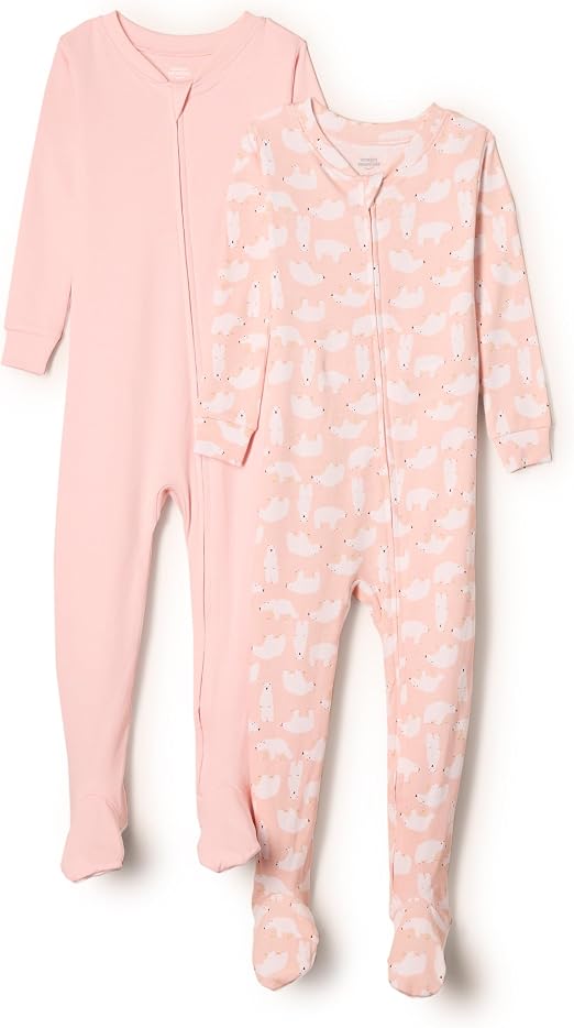 Amazon Essentials Dors-Bien Coton Ajusté avec Pieds Antidérapants