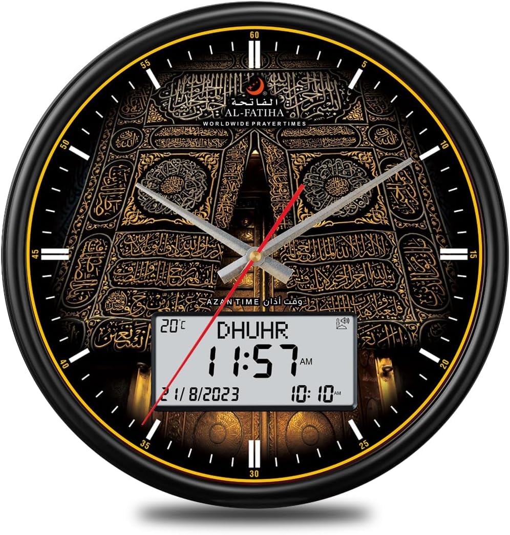 Azan Uhr, LED Muslimische Gebetsuhr, Lesen Zahlen für Zuhause/Büro/Moschee, Perfekt für Heimdekoration (Schwarz)