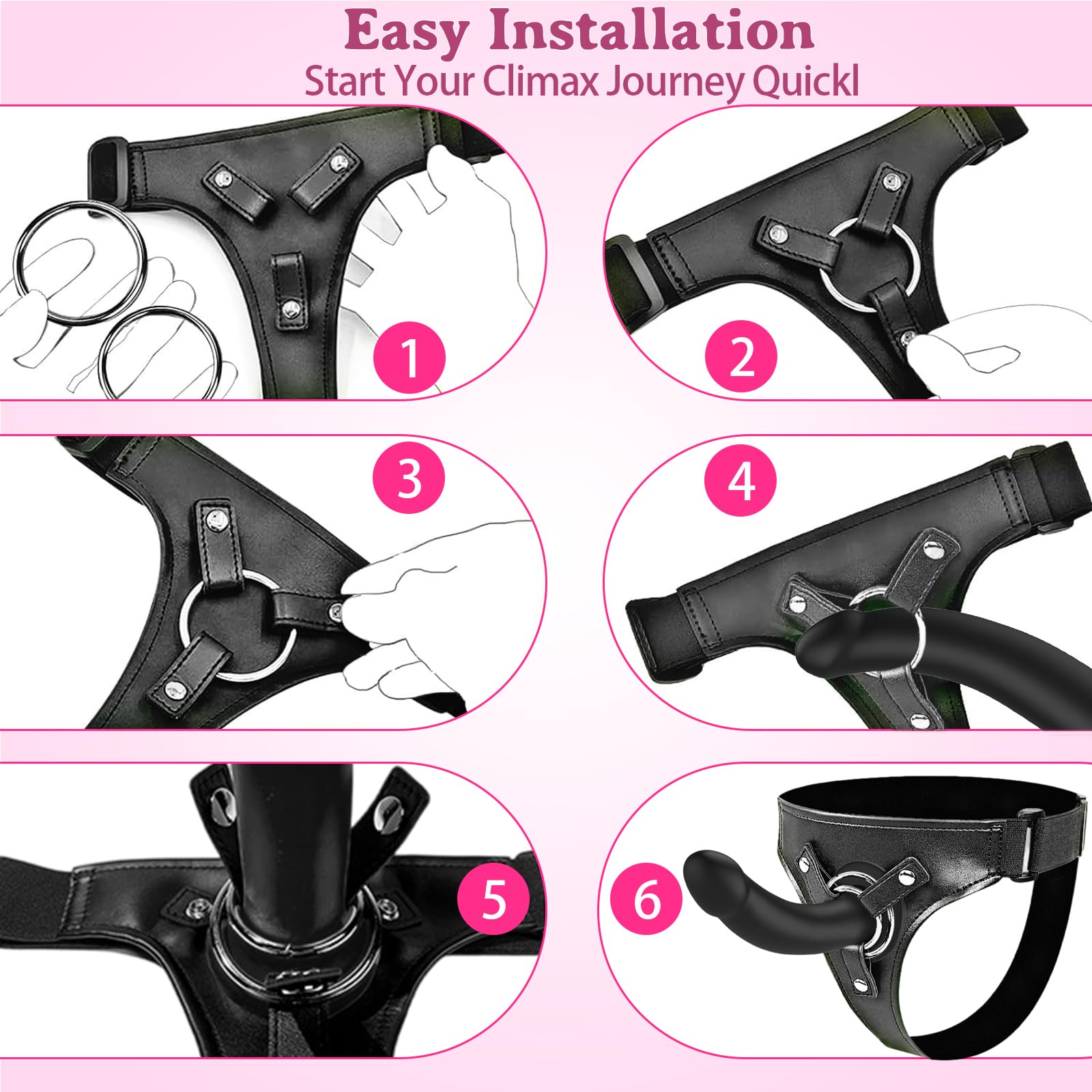 Gode Ceintures Vibromasseur Sextoy - Wordone Gode Ceinture Harnais Portable avec Ventouse&10 Vibrations, Télécommande Stimulation Clitoridienne du Point G, Jouet pour Couple Féminin et Lesbien - Noir