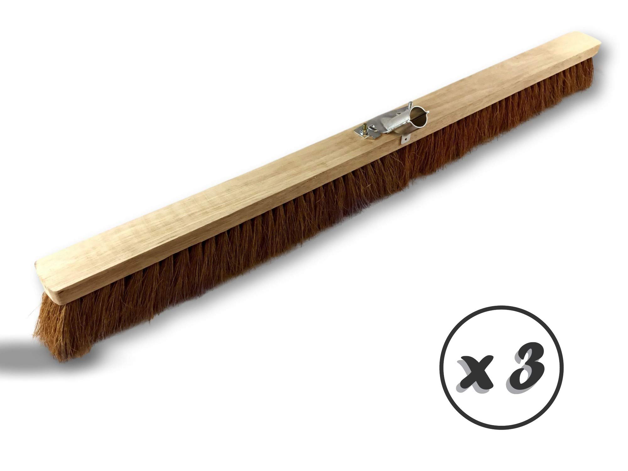 Miotła warsztatowa typu kantonier | Zestaw 3 | Track Outdoor | Długość 100 cm | Wypełnienie naturalnej szczotki z włókna kokosowego | Drewniana podeszwa | Metalowe tulejki Ø 28 mm | Bez uchwytu | Kibros 2090x3