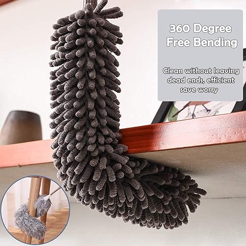 Miniatura 3 de Plumero telescópico de microfibra para limpieza, plumero extensible extra largo de 100 pulgadas, flexible y lavable para limpiar telaraña,
