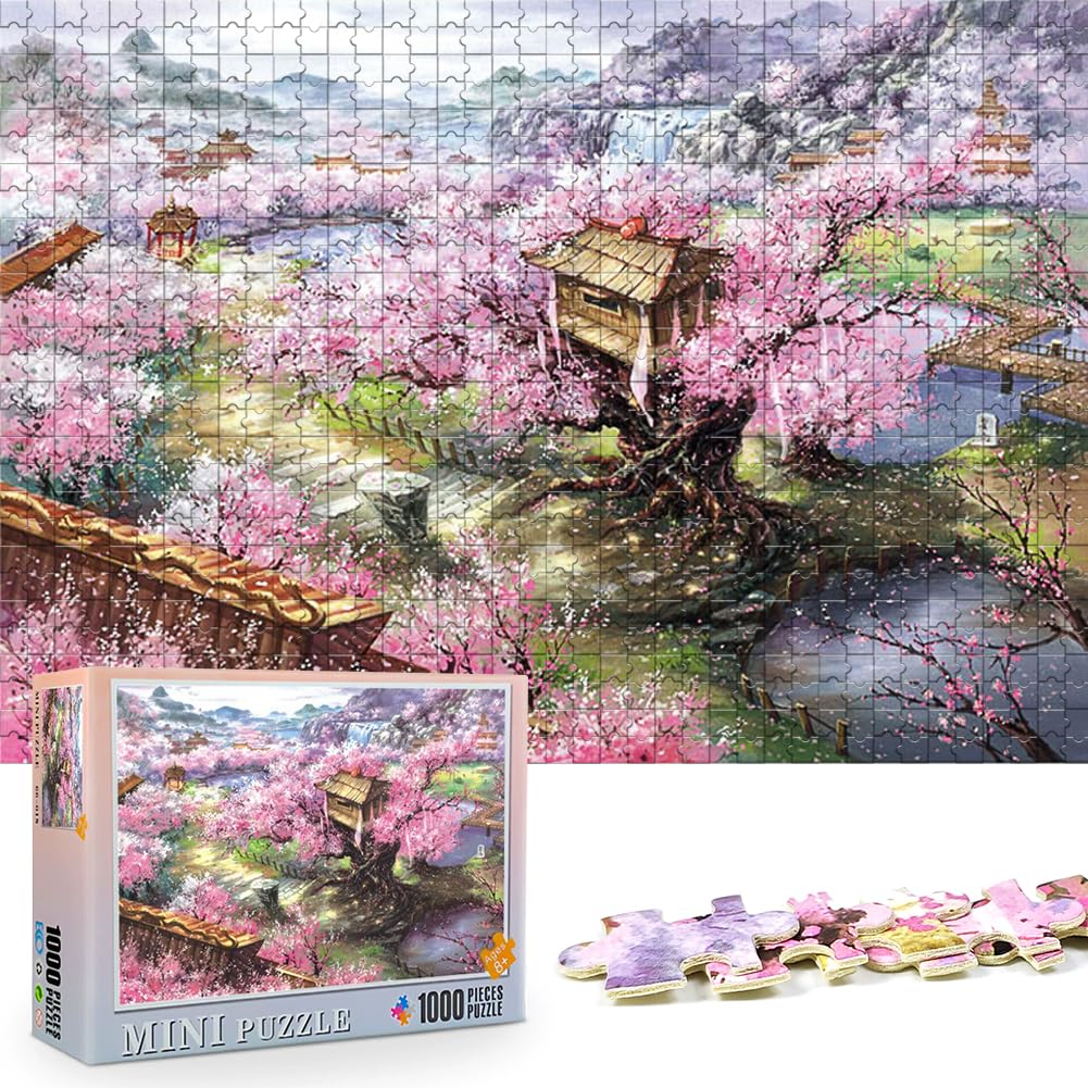 Jigsaw Puzzles for Adults 1000 Piece Family Puzzle Game 15 x 10 Inch Educational Game Challenge Home Photo Frame Wall Decoration Birthday Gifts - Sakura Lodge