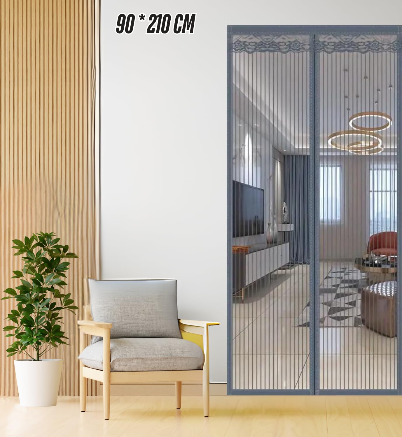 Royalkart Full Magnetic Stripe Mosquito net for Door to Keep Bugs Out Magnetic Screen Door Magnets Close Automatically - Grey, (90x210cm, Width*Height) (B0CXXM9G6B) Amazon Price History, Amazon Price Tracker