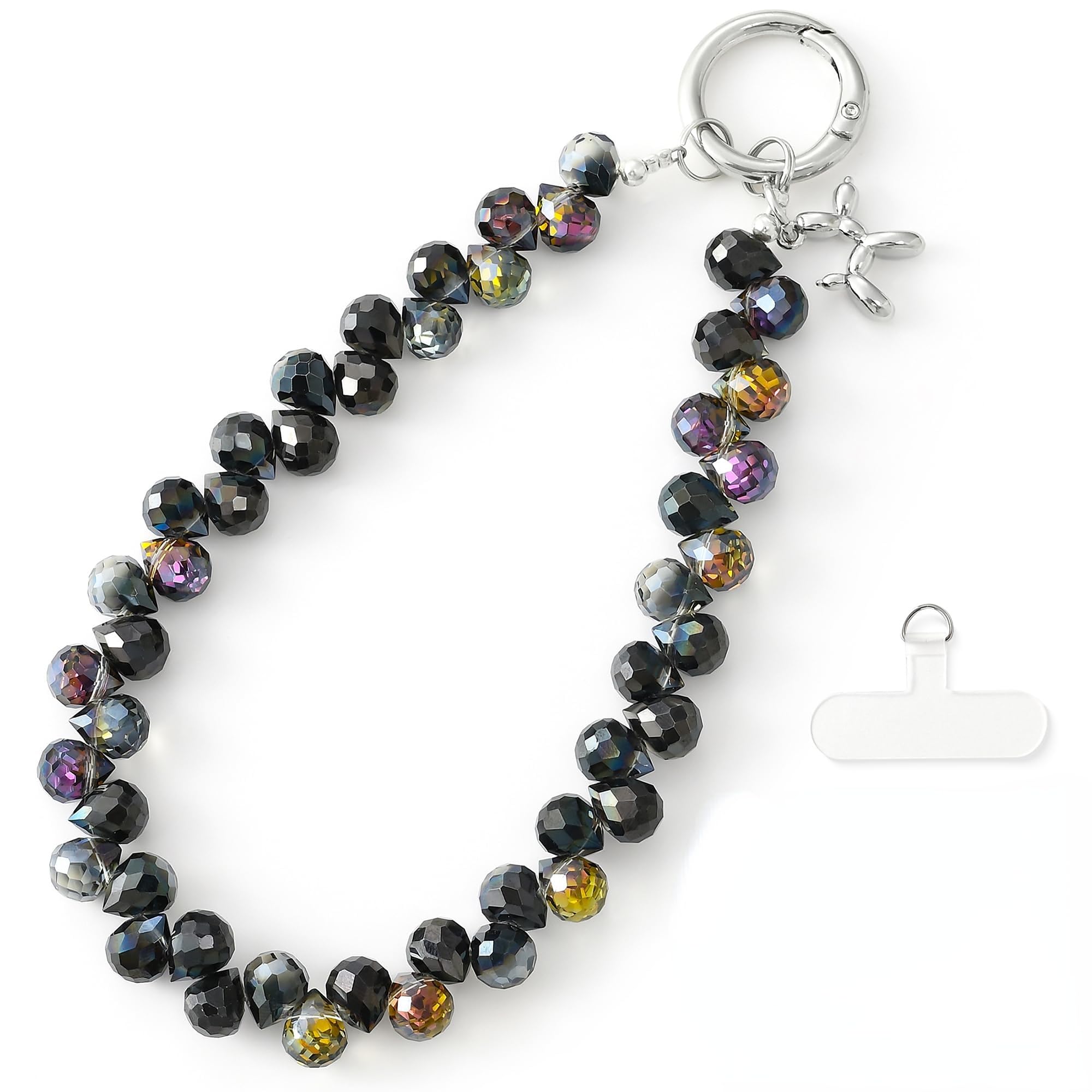 richginker Crystal Beaded Phone Wrist Strap - Sparkling Phone Charm Lanyard with Tether Tab, Hands-Free Wristlet Bracelet Strap for Women, A-Dark Purple — view 11