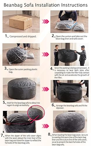 Miniatura 4 de Puf para adultos, 4 pies, puf con relleno incluido, silla de espuma viscoelástica, muebles para la venta, cómoda bolsa de felpa para dormitorios,