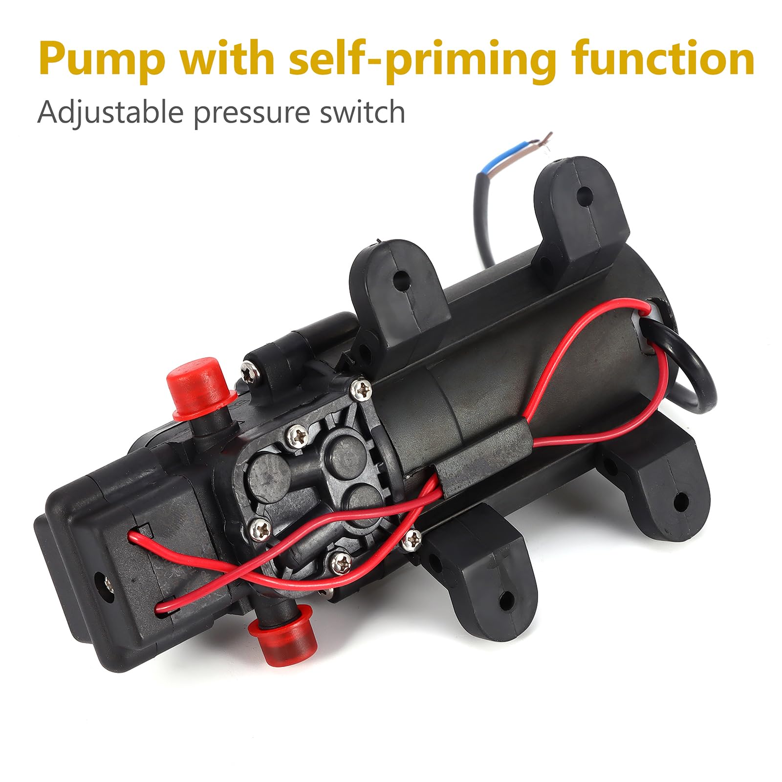 Pompa a membrana, 30 W, 12 V, 4,3 l/PM, pompa ad acqua autoadescante per barche, camper, yacht, giardino, camper