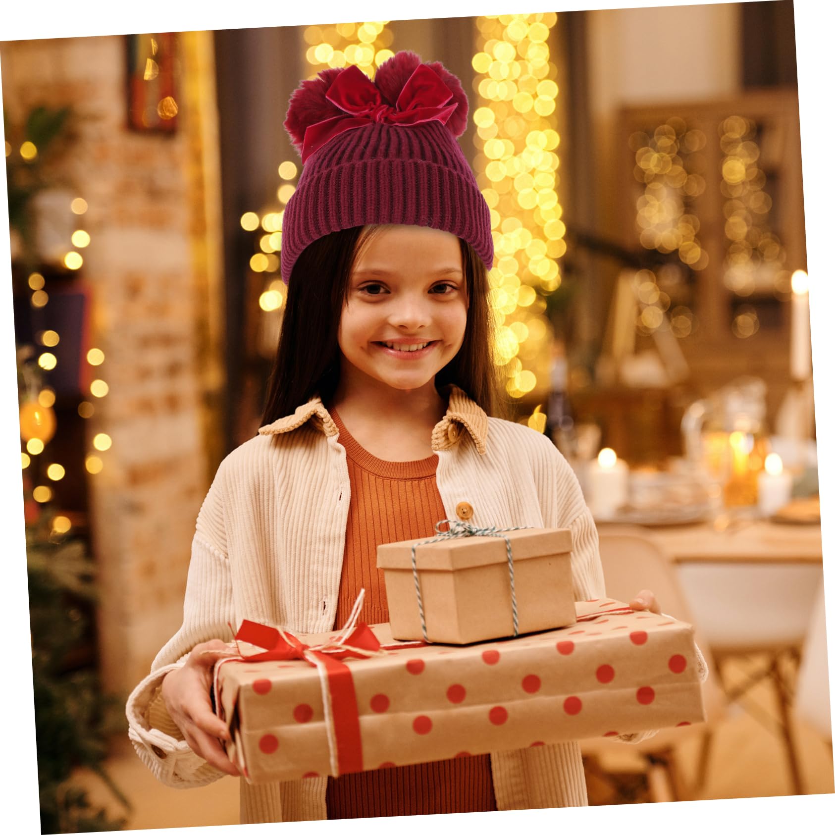 COLLBATH 3 Uds Gorro De Punto para Niños Gorro para Recién Nacido Gorro De Lana con Lazo Gorro Tejido con Lazo para Niños Gorro Tejido Cálido para Gorros De Punto para Mujeres