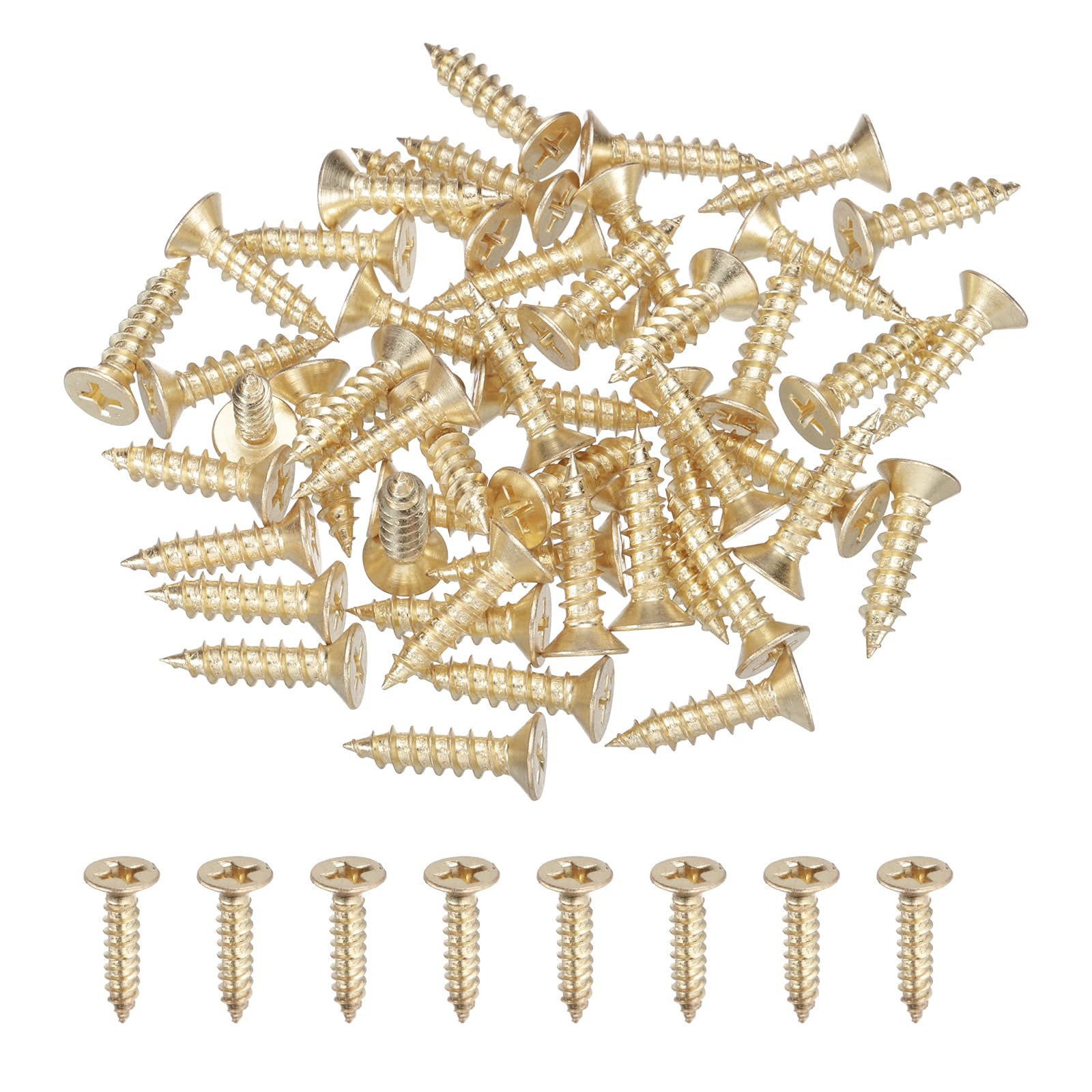 sourcing map 50Pcs ST5 x 20mm Pan Head Self Tapping Screws, Galvanized Carbon Steel Self Drilling Screws for Metal Sheet Metal Screw, Gold