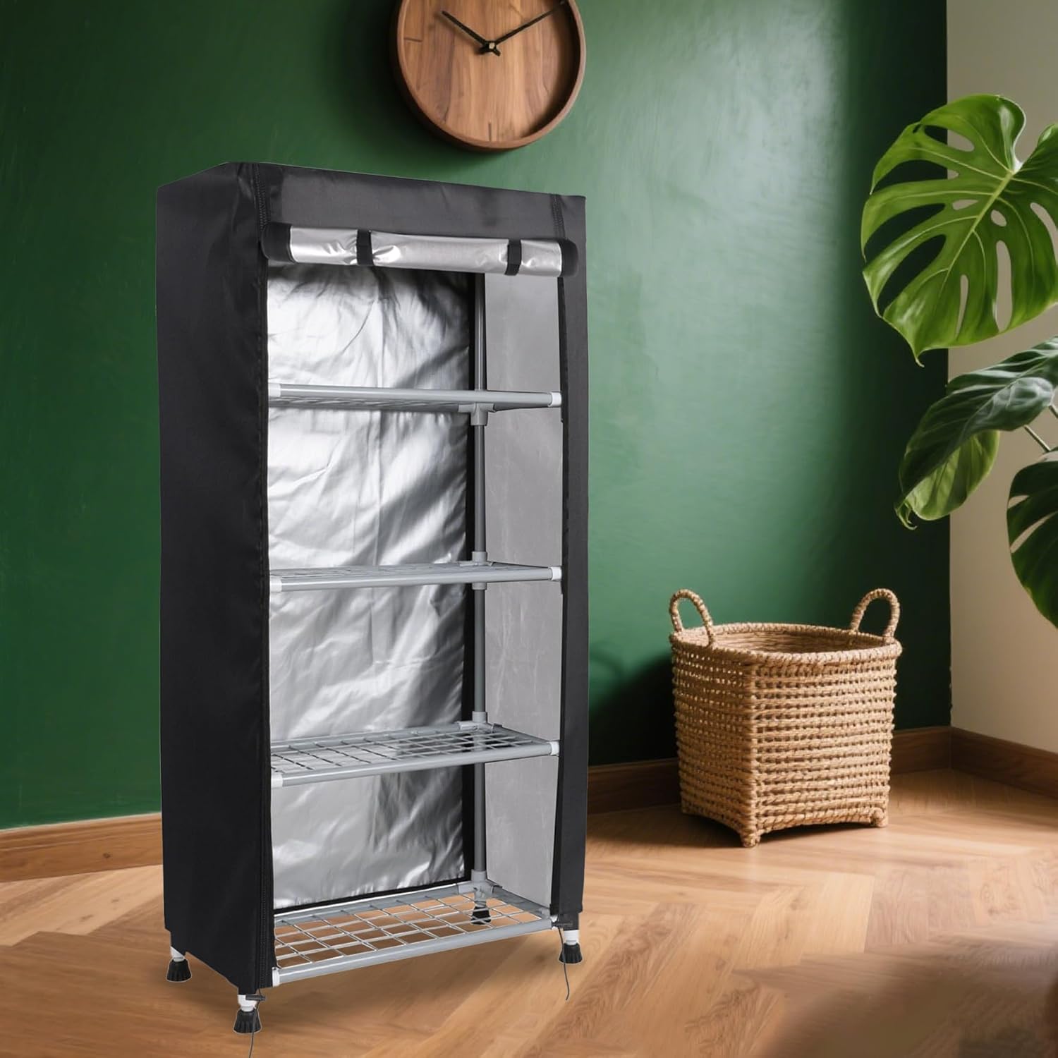 Klmnop Storage Shelf Cover Fits Racks 36" L X 18''W X 72''H, Waterproof/Dustproof Storage Shelving Unit Cover with Zipper, Wire Rack Covers for Home, Office, Garage(Black)
