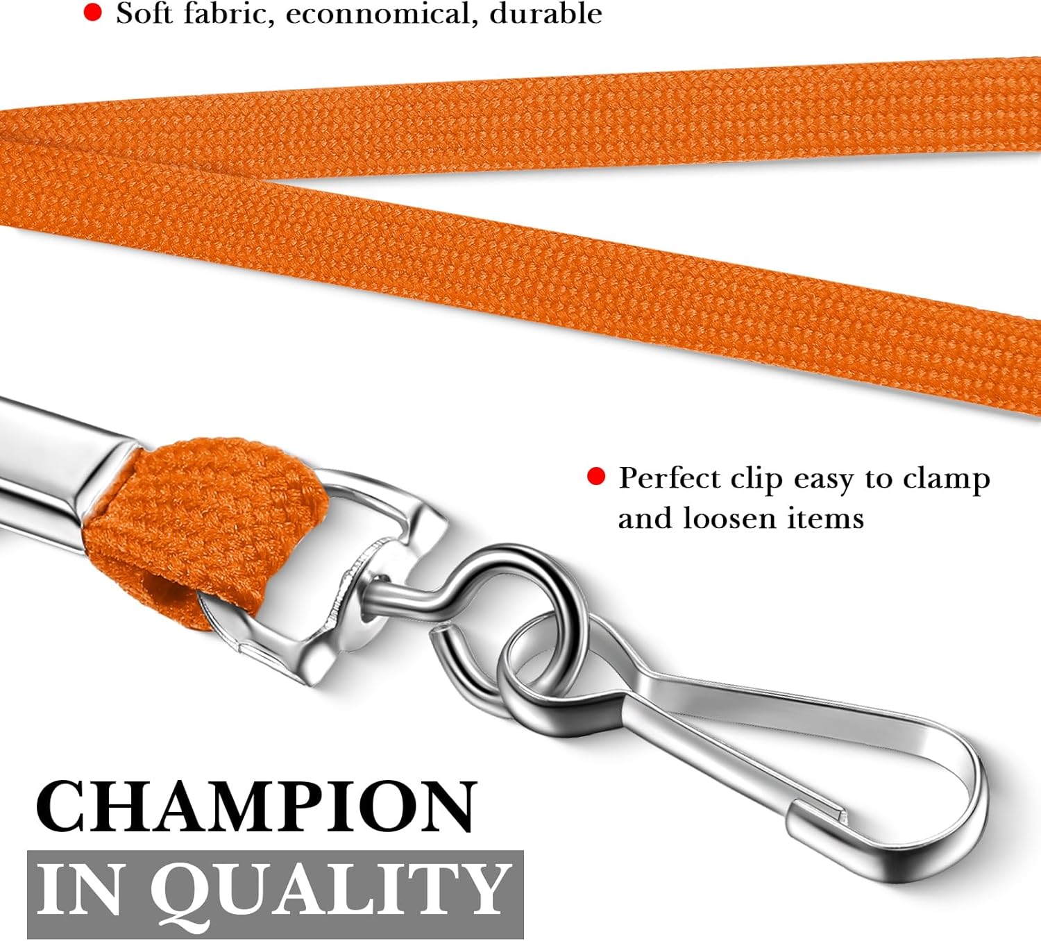 Epakh 100 Pcs Orange Lanyards Bulk for ID Badges Bulk Assorted Color Flat Badge Neck Lanyard with Swivel J Hook Clip for Student Teacher