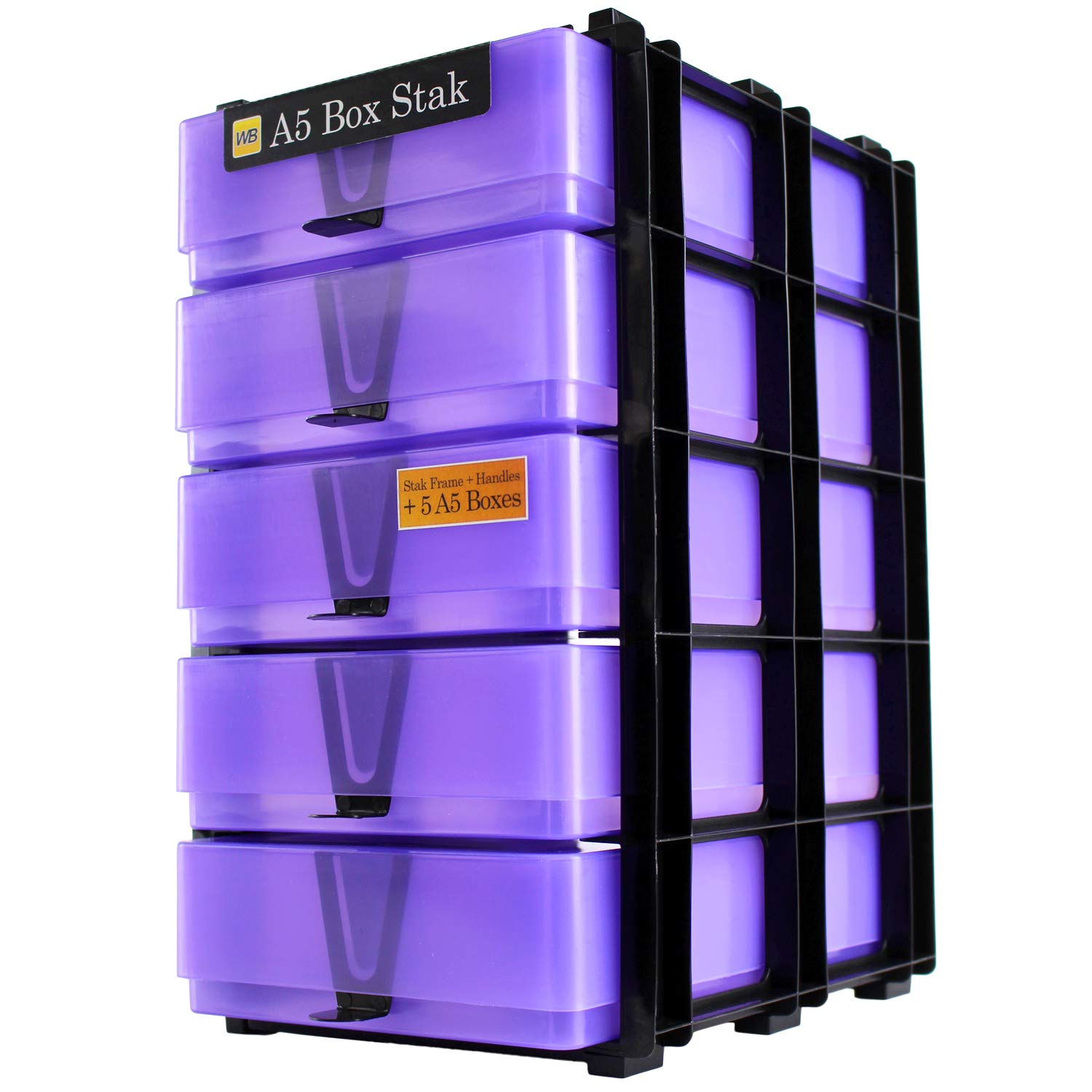 WestonBoxes A5 Box Craft Storage Unit with 5 A5 Boxes, 7 Colours Available