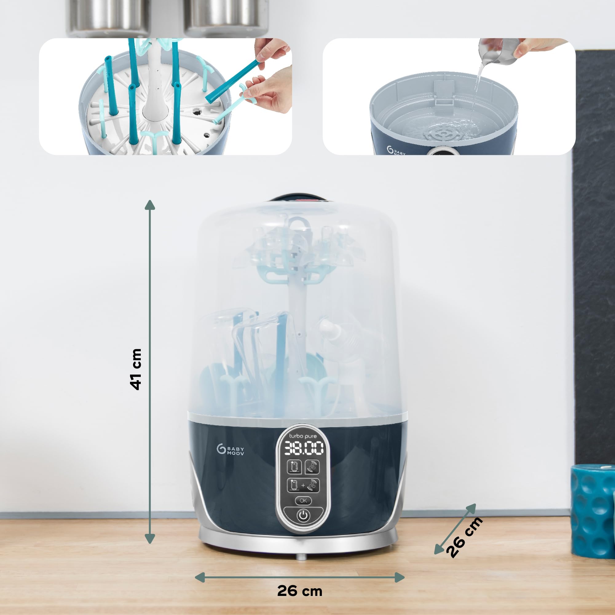 Babymoov Turbo Pure Dampf-Sterilisator und Babyflaschentrockner mit HEPA-Filter