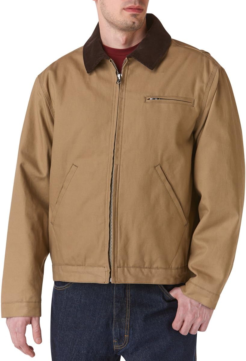 Teflon Men's Duck Jacket with Contrast Corduroy Collar, X-Large, Tan