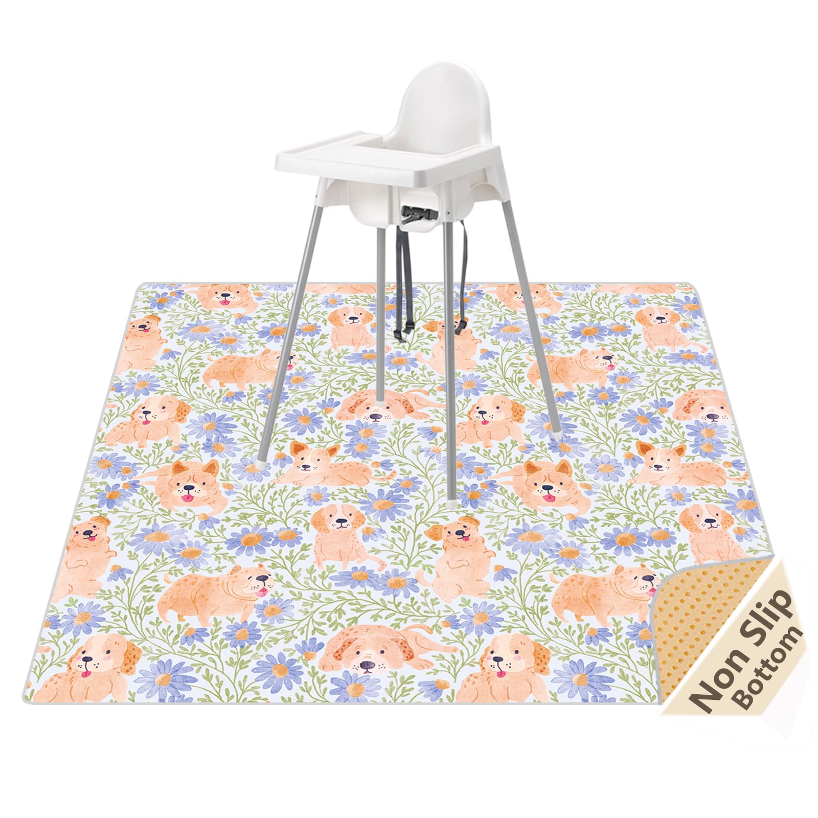 Tapis anti-éclaboussures pour sous Chaise Haute/Arts/Métiers, Tapis de Sol Imperméable et Antidérapant, Tapis de Sol pour Chaise Haute Lavable, Tapis de 129,5 cm Réutilisable et Nappe de Table pour